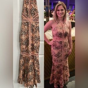 X by NBD Felicity Sequins Embroidered Midi Dress Blush Pink Size Small